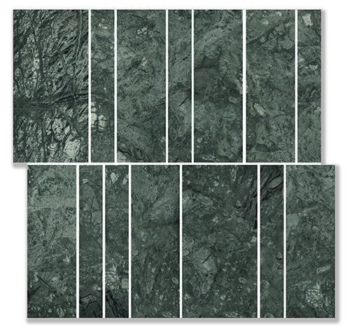 Nova Brick Verde Alpi Marble Mosaic tile face, 300 x 300 mm