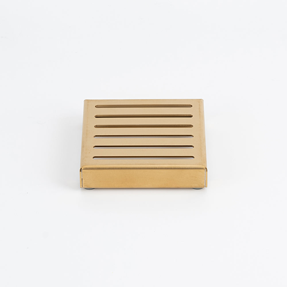 Square Slotted Floor Grate 100 x 100mm - Brushed Gold