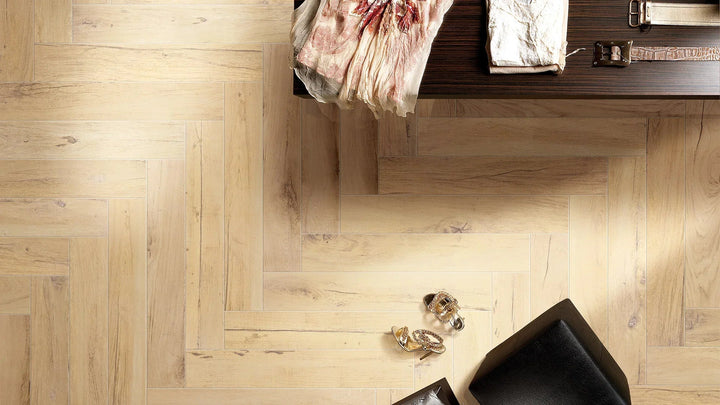 Oak Avorio Porcelain Tile installed