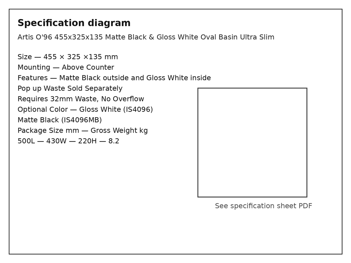 Specification diagram - Artis O&