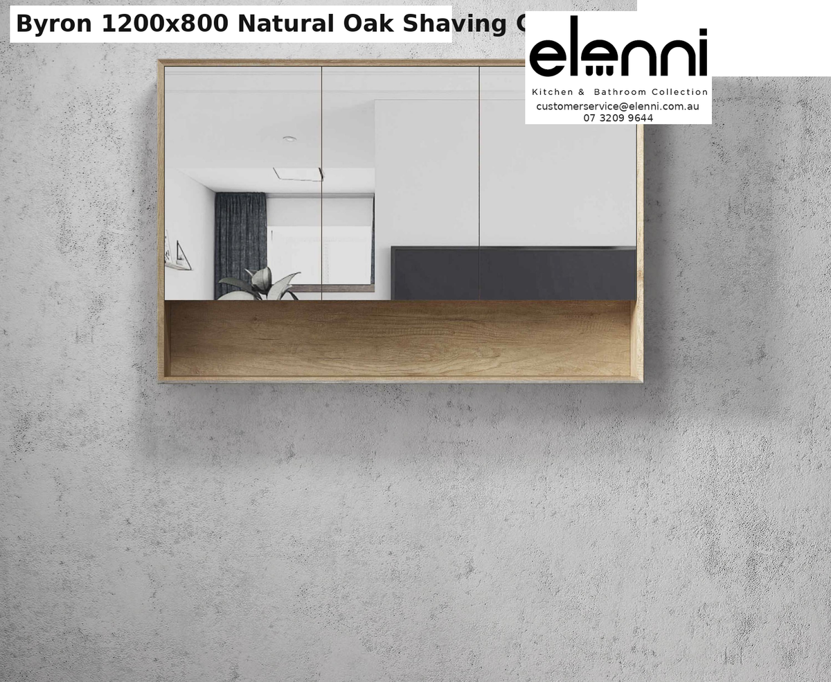 Elenni specification sheet - Byron 1200x800 Natural Oak Shaving Cabinet