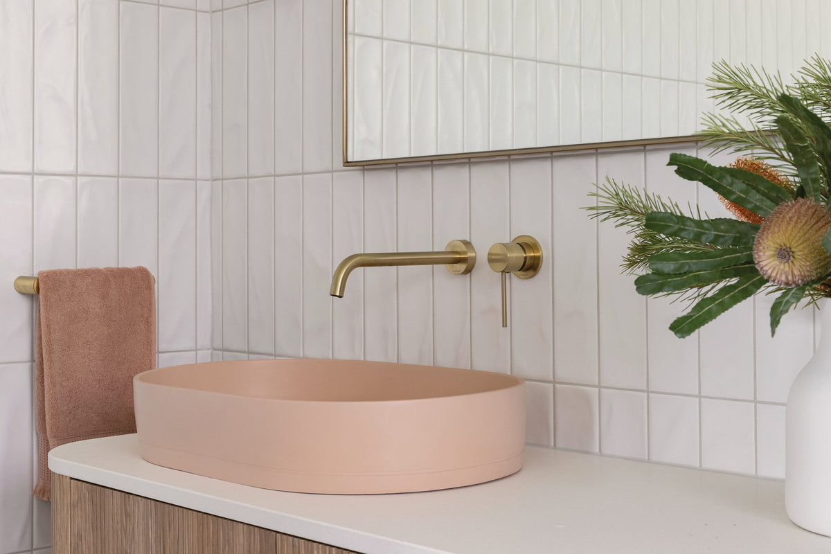 Vivid Slimline Wall Basin Outlet 230mm Curved lifestyle