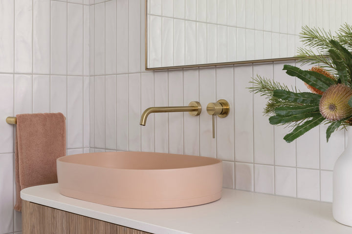 Vivid Slimline Wall Basin Outlet 230mm Curved lifestyle