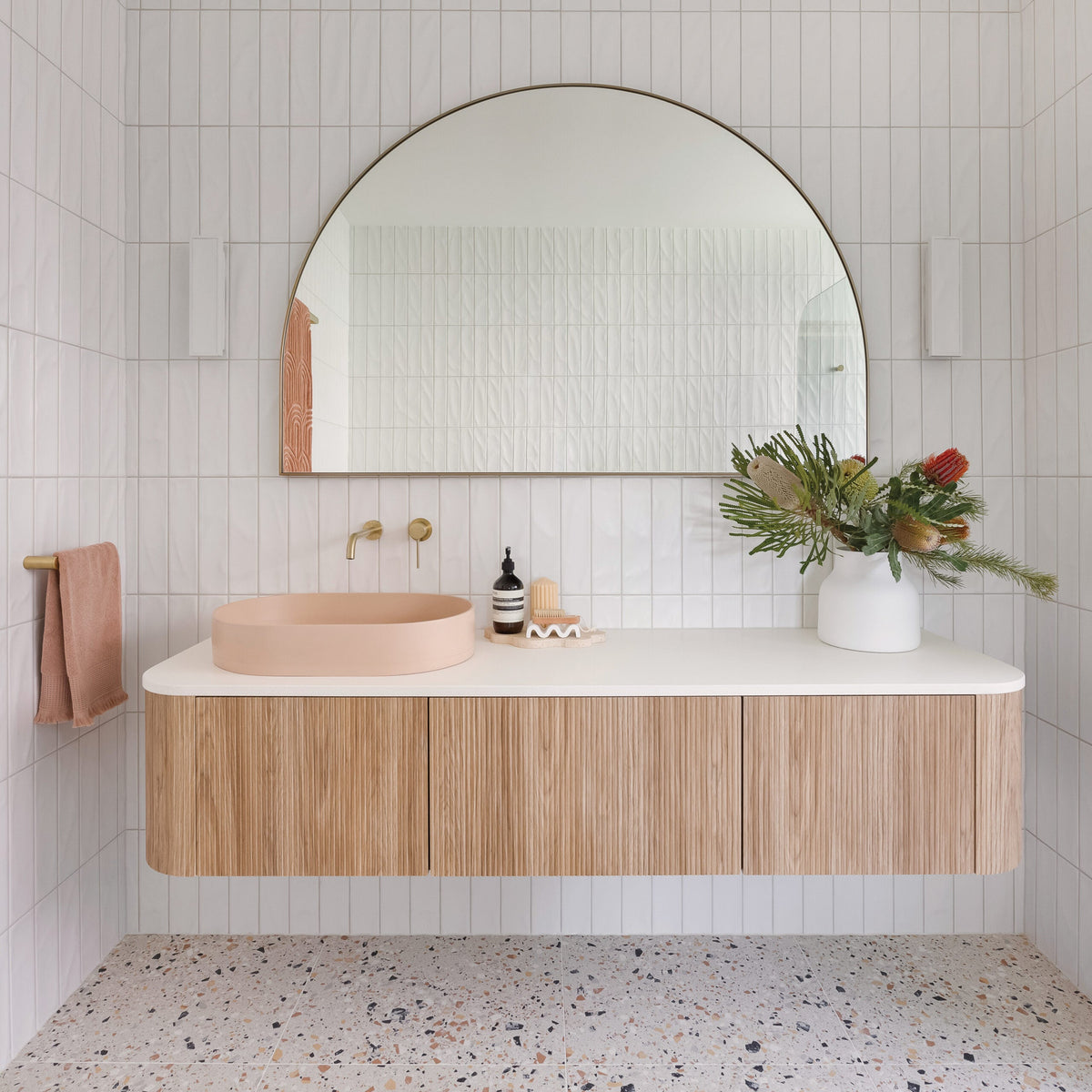 Vivid Slimline Wall Basin Outlet 230mm Curved lifestyle