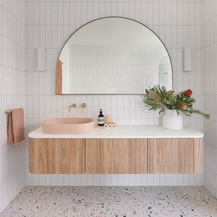 Vivid Slimline Wall Basin Outlet 230mm Curved lifestyle