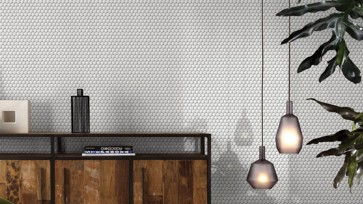 Porcelain Mosaics White Porcelain Mosaic installed