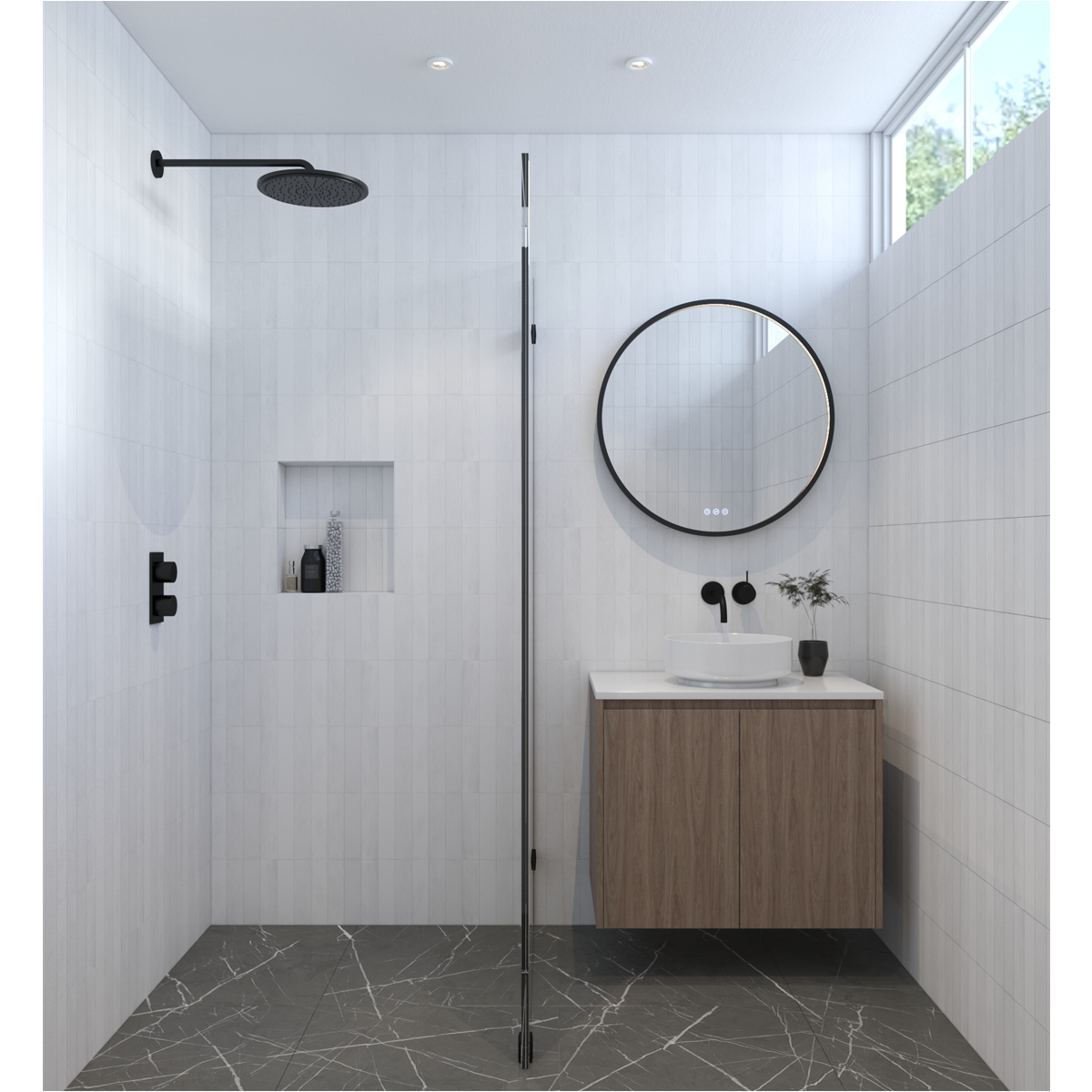 GLODA Olek Round LED Mirror - Matte Black