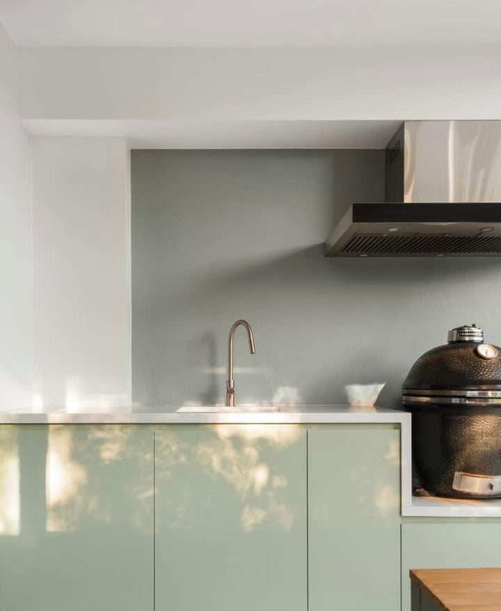 Round Pinless Piccola Pull Out Kitchen Mixer Tap - Champagne