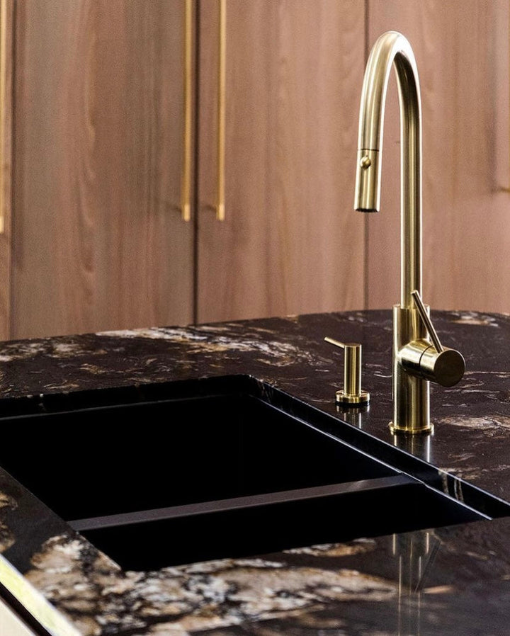 Round Soap Dispenser - PVD Tiger Bronze