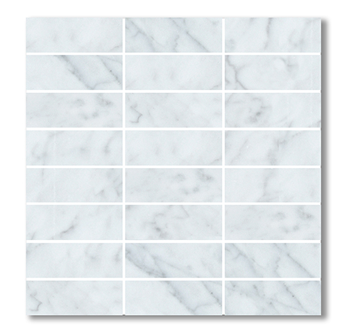 Stack Bond Bianco Carrara Marble Mosaic tile face, 300 x 296 mm