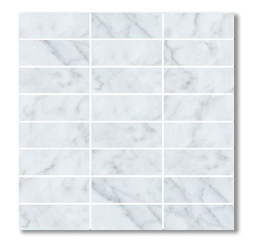 Stack Bond Bianco Carrara Marble Mosaic tile face, 300 x 296 mm