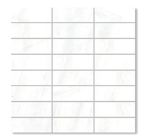 Stack Bond Pearl White Marble Mosaic tile face, 300 x 296 mm