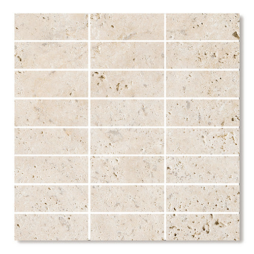 Stack Bond Travertine Classico Travertine Mosaic tile face, 300 x 296 mm