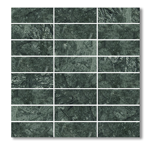 Stack Bond Verde Alpi Marble Mosaic tile face, 300 x 296 mm