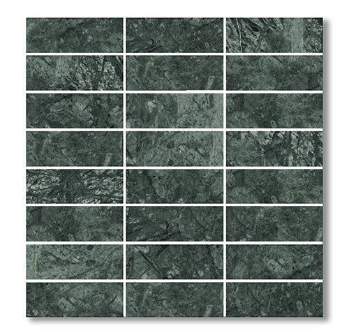 Stack Bond Verde Alpi Marble Mosaic tile face, 300 x 296 mm