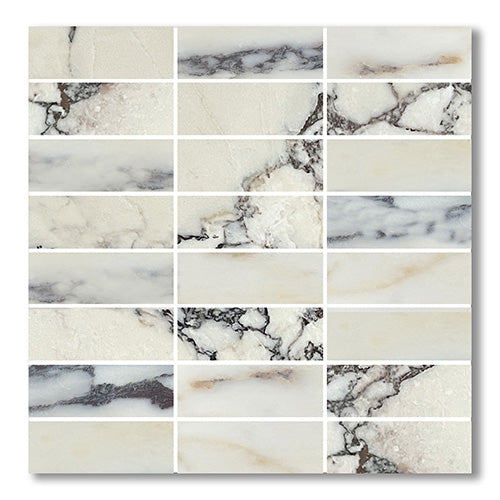 Stack Bond Viola Marble Mosaic tile face, 300 x 296 mm
