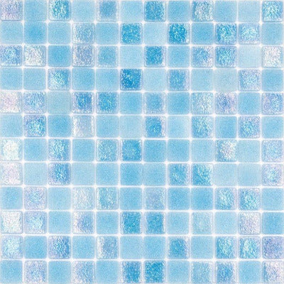 Stellar Aqua Blue Glass Mosaic tile face, 300 x 300 mm