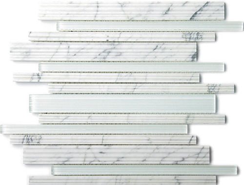 Stream Link Carrara Natural Stone Mosaic tile face, 300 x 300 mm