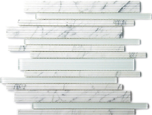 Stream Link Carrara Natural Stone Mosaic tile face, 300 x 300 mm
