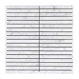 Strip Carrara Marble Mosaic tile face, 305 x 305 mm