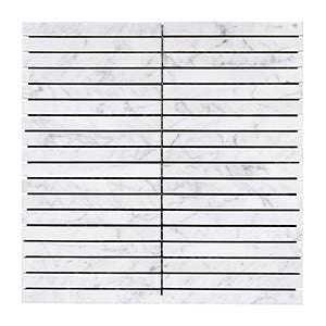 Strip Carrara Marble Mosaic tile face, 305 x 305 mm