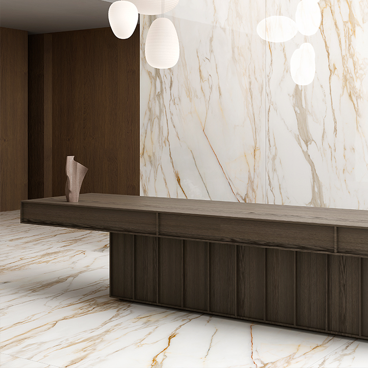 T20 Macchia Vecchia Porcelain Slab 20 mm installed
