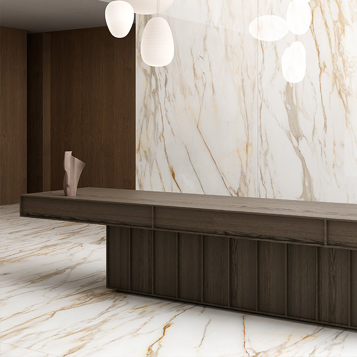 T20 Macchia Vecchia Porcelain Slab 20 mm installed