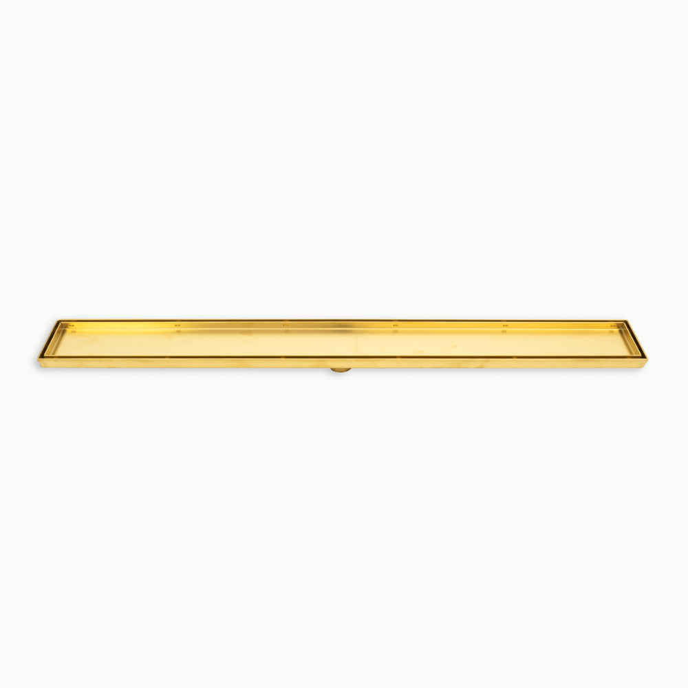 Linear Tile Insert Floor Grate - Brushed Gold