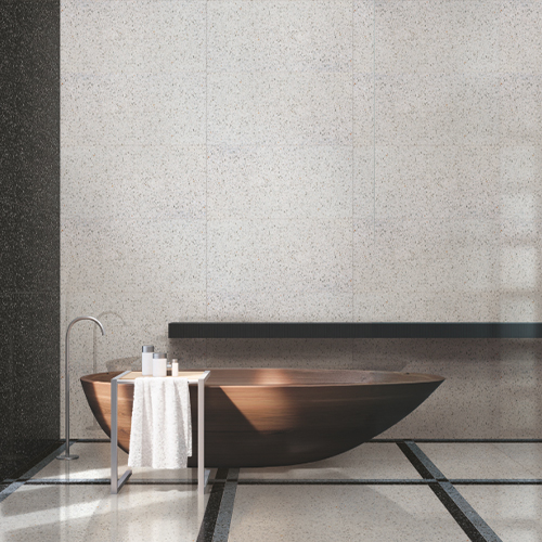 Terrazzo Venezia porcelain tiles installed