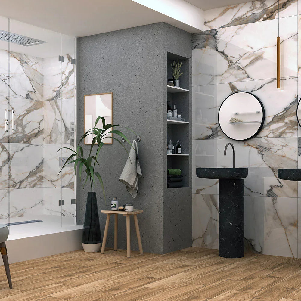 Calacutta Aurous Tiles installed