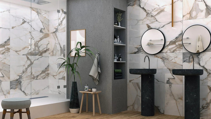Calacutta Aurous Tiles in a room setting