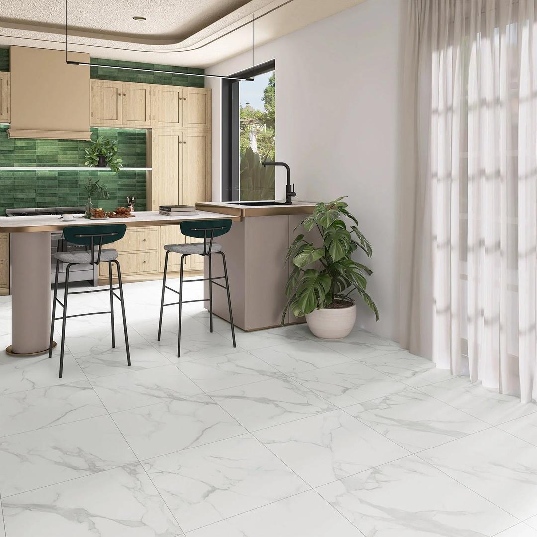 Carrara Stone Tiles installed