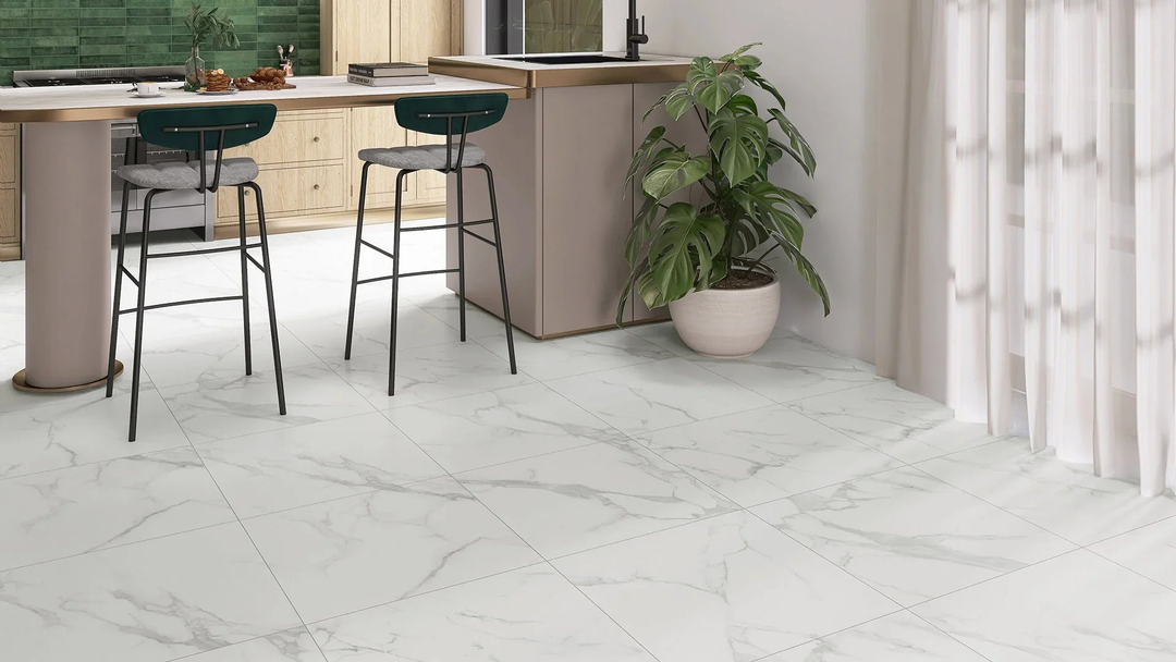 Carrara Stone Tiles in a room setting