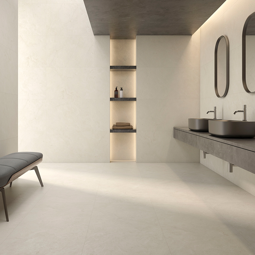 Crema Marfil Tiles installed