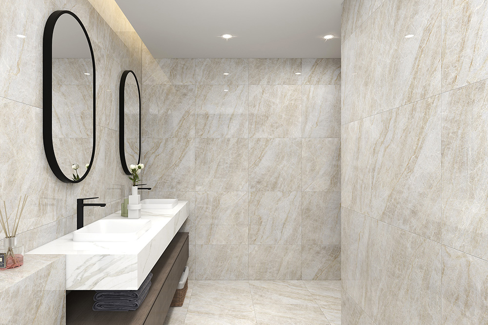 Euromarmo Taj Mahal Porcelain Tile installed