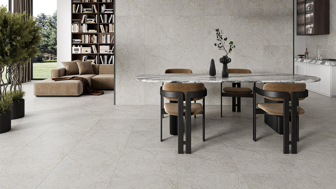Limestone Tiles in a room setting