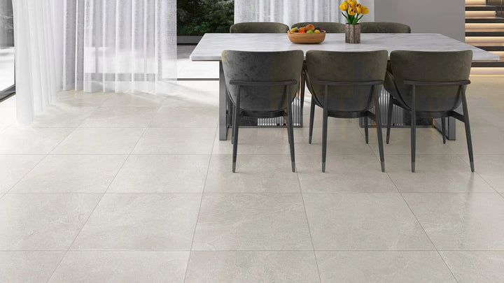 Magic Stone White Porcelain Tile installed