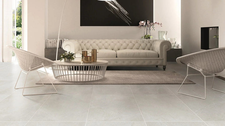 Magic Stone White Porcelain Tile installed
