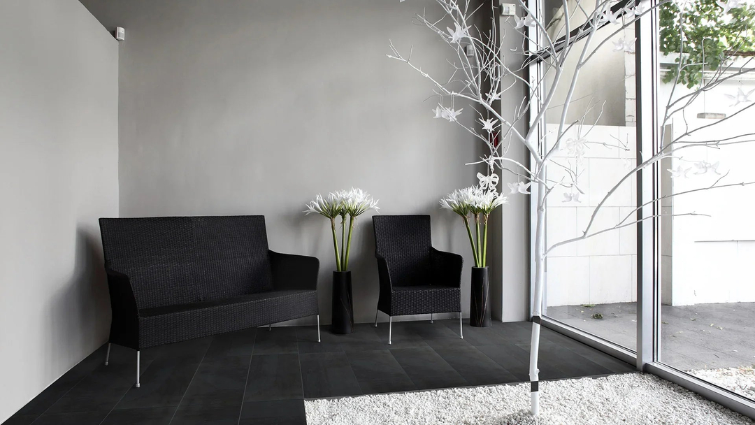 Matang Charcoal Ceramic Wall Tile installed