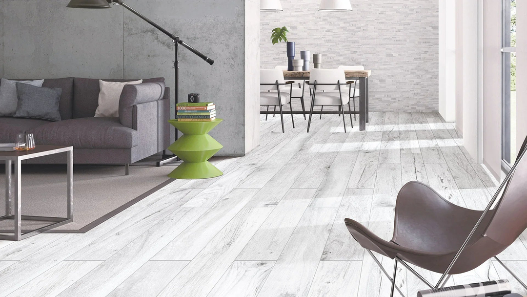 Oak White Porcelain Tile installed