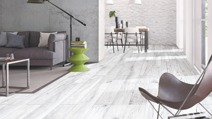 Oak White Porcelain Tile installed