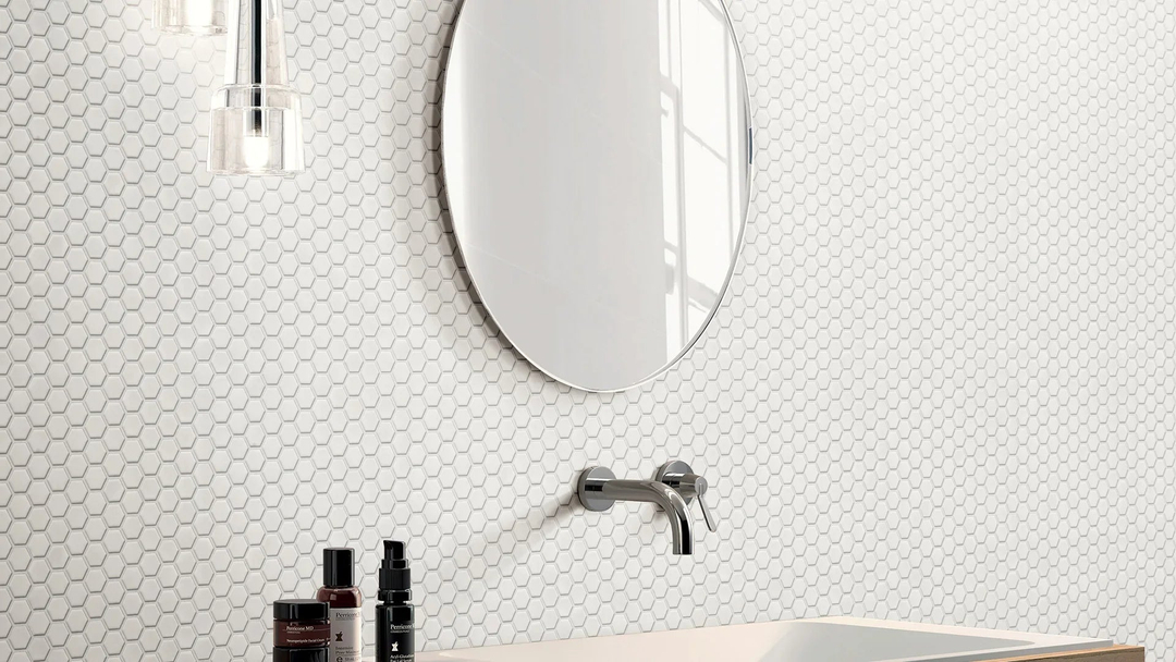 Porcelain Mosaics White Porcelain Mosaic installed