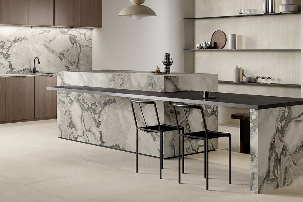 T12 Cliff White Porcelain Slab 12 mm installed
