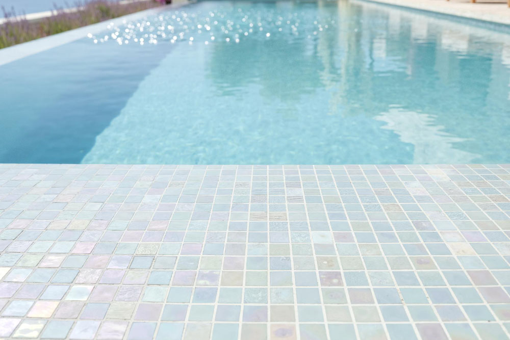 Shimmer Pool Glass Mosaic installed