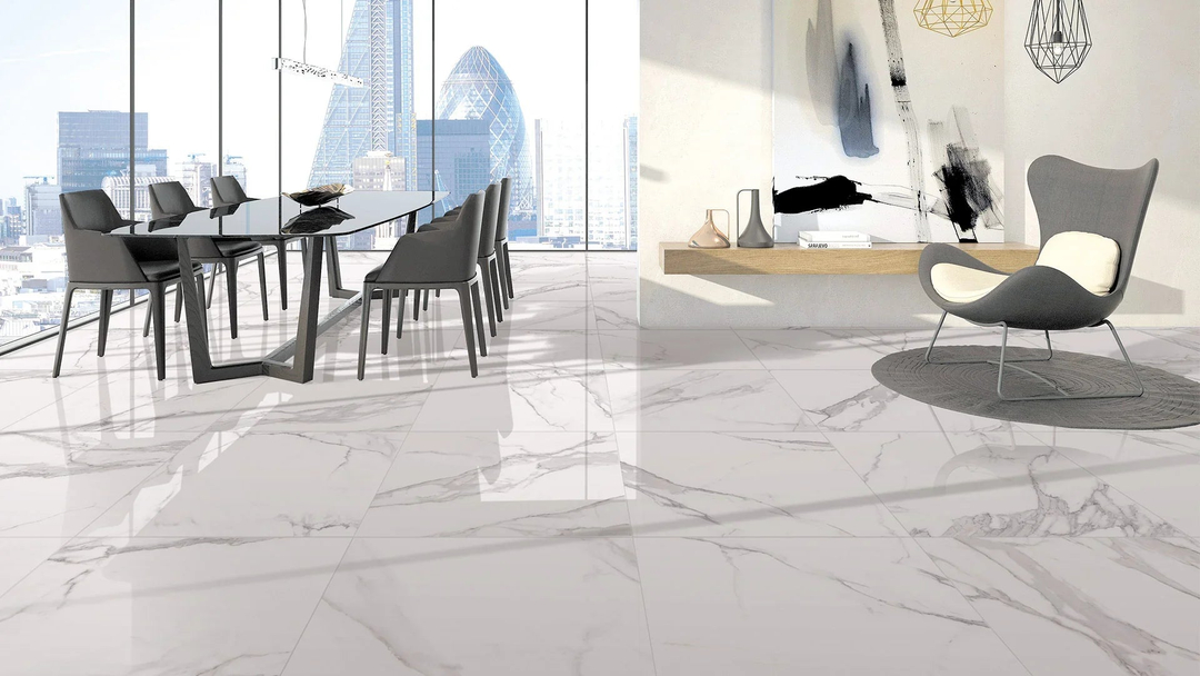 Stone Porcelain Statuario Porcelain Tile installed