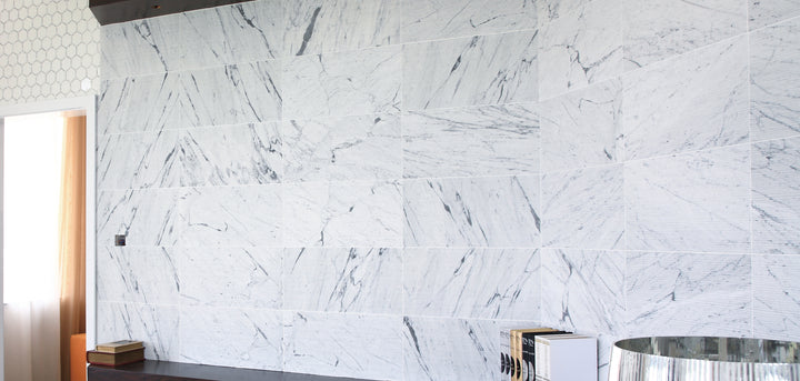 Stream Tiles marble installed