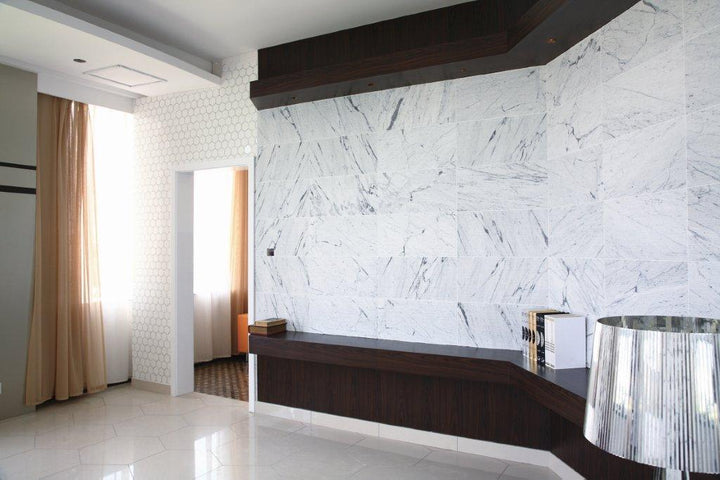 Stream Tiles marble installed