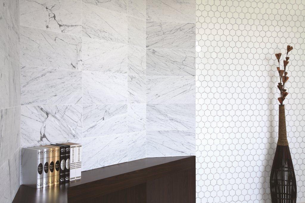 Stream Tiles marble installed