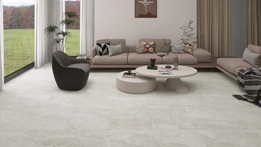 Taj Mahal White Porcelain Tile installed