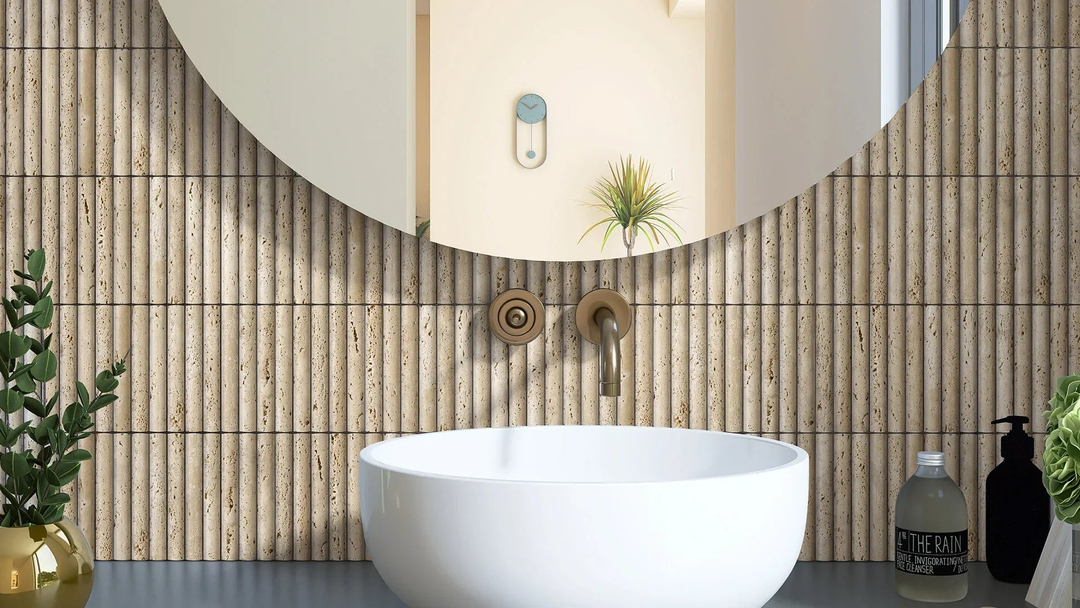 Tuscany Travertine Mosaic installed